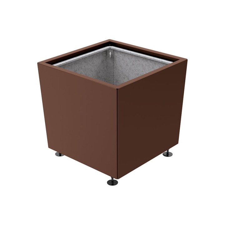 Bac à palmier Olbia carré Procity, acier galvanisé, 785x785x760 mm - Bac acier amovible + anneaux - Brun chocolat