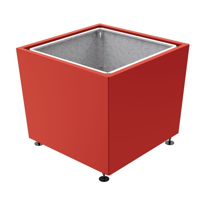 Bac à palmier Olbia carré Procity, acier galvanisé, 995x995x870 mm - Bac acier amovible + anneaux - Rouge pourpre