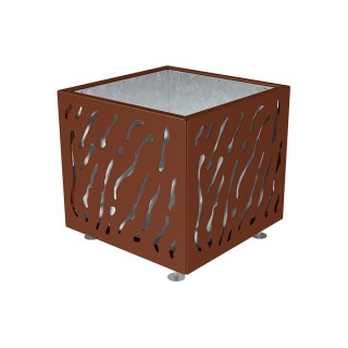 Bac à palmier Venise monochrome Procity, acier galvanisé, 790x790x760 mm - Intérieur tôle galva - Aspect Corten