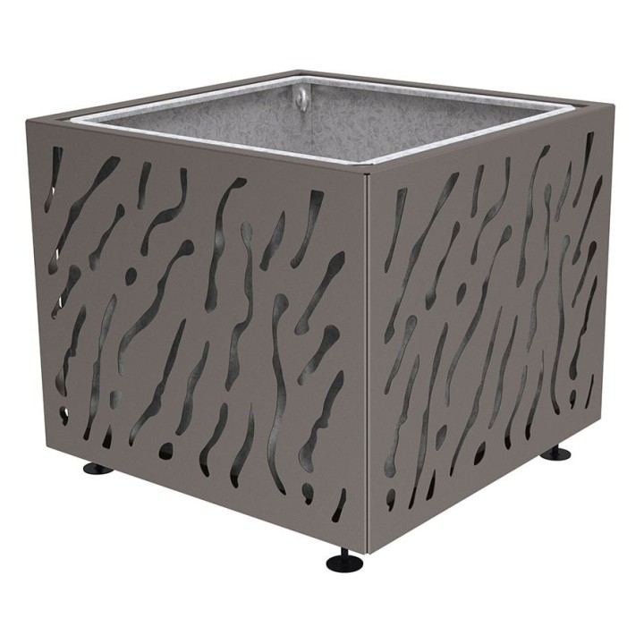 Bac à palmier Venise monochrome Procity, acier galvanisé, 990x990x870 mm - Bac acier amovible + anneaux - Gris Procity