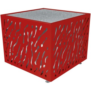 Bac à palmier Venise monochrome Procity, acier galvanisé, 1145x1145x960 mm - Intérieur tôle galva - Rouge pourpre