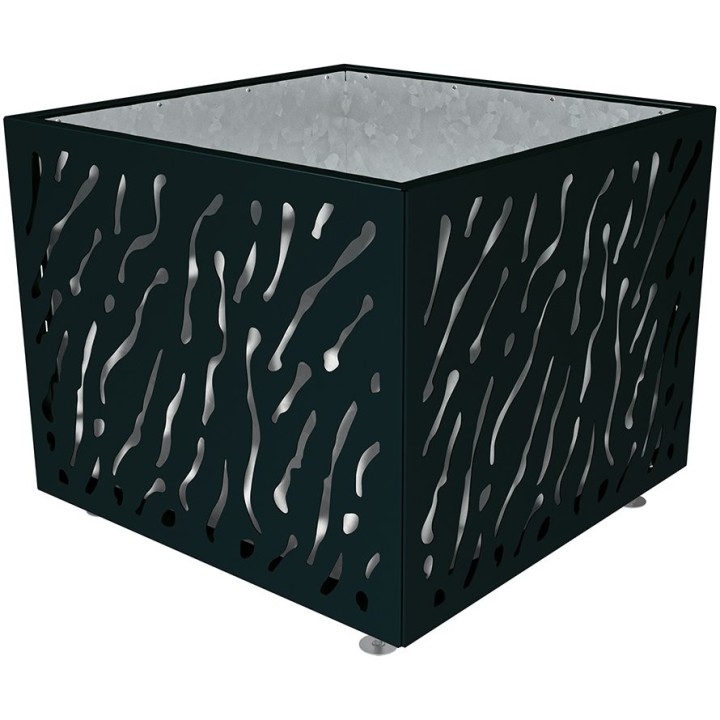 Bac à palmier Venise monochrome Procity, acier galvanisé, 1145x1145x960 mm - Intérieur tôle galva - Noir foncé