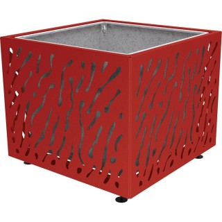 Bac à palmier Venise monochrome Procity, acier galvanisé, 1145x1145x960 mm - Bac acier amovible + anneaux - Rouge pourpre