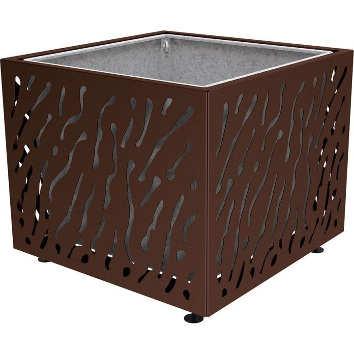 Bac à palmier Venise monochrome Procity, acier galvanisé, 1145x1145x960 mm - Bac acier amovible + anneaux - Brun chocolat