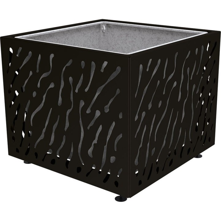Bac à palmier Venise monochrome Procity, acier galvanisé, 1145x1145x960 mm - Bac acier amovible + anneaux - Noir foncé