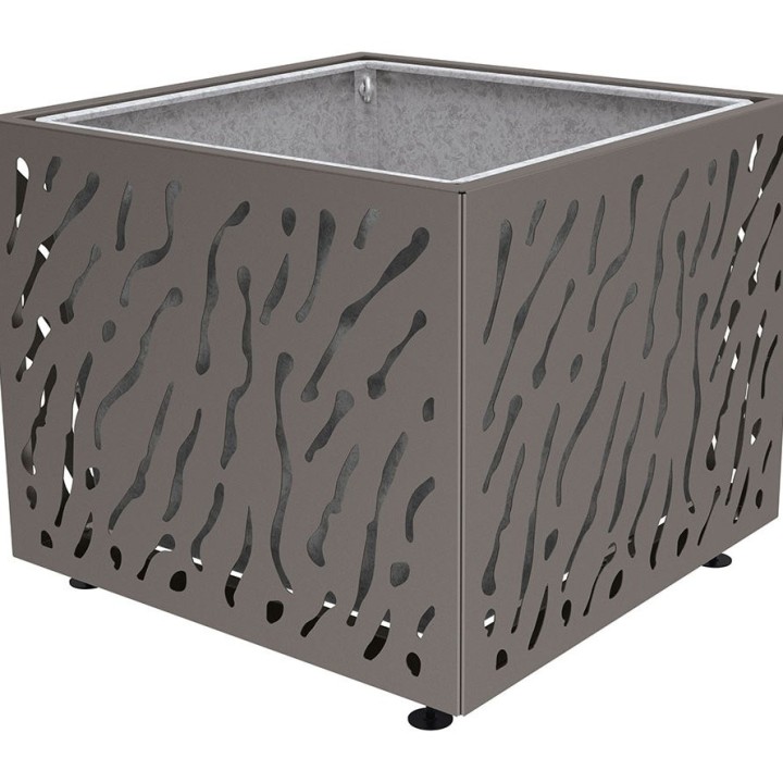 Bac à palmier Venise monochrome Procity, acier galvanisé, 1145x1145x960 mm - Bac acier amovible + anneaux - Gris Procity
