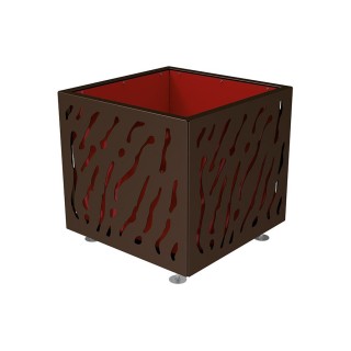 Bac à palmier Venise bicolore Procity, acier galvanisé, 790x790x760 mm - Intérieur tôle galva - Brun chocolat