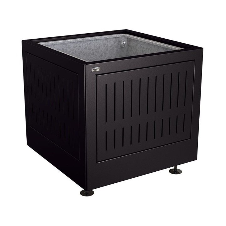 Bac à palmier Silaos acier Procity, 800x800x700 mm - Bac acier amovible + anneaux - Noir foncé