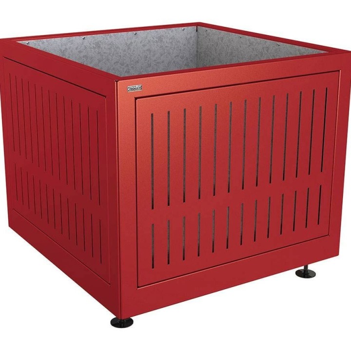 Bac à palmier Silaos acier Procity, 1000x1000x800 mm - Intérieur tôle galva - Rouge pourpre
