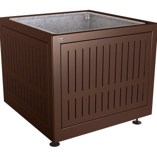 Bac à palmier Silaos acier Procity, 1000x1000x800 mm - Bac acier amovible + anneaux - Brun chocolat