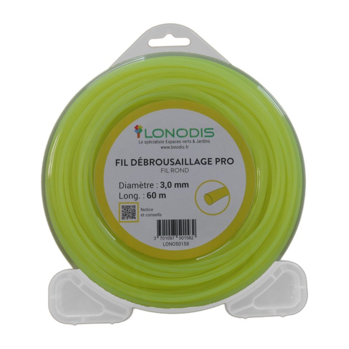 Fil de débroussaillage PRO Rond 3,0mm Jaune, blister de 60m