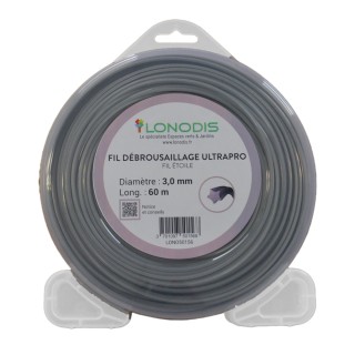 Fil de débroussaillage ULTRAPRO Alu Etoile3,0mm Gris, blister de 60m