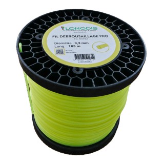 Fil de débroussaillage PRO Rond 3,3mm Jaune, bobine de 185m