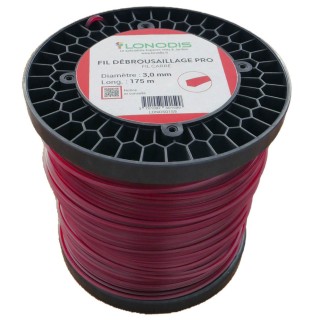Fil de débroussaillage PRO Carré 3,0mm Rouge, bobine de 175m