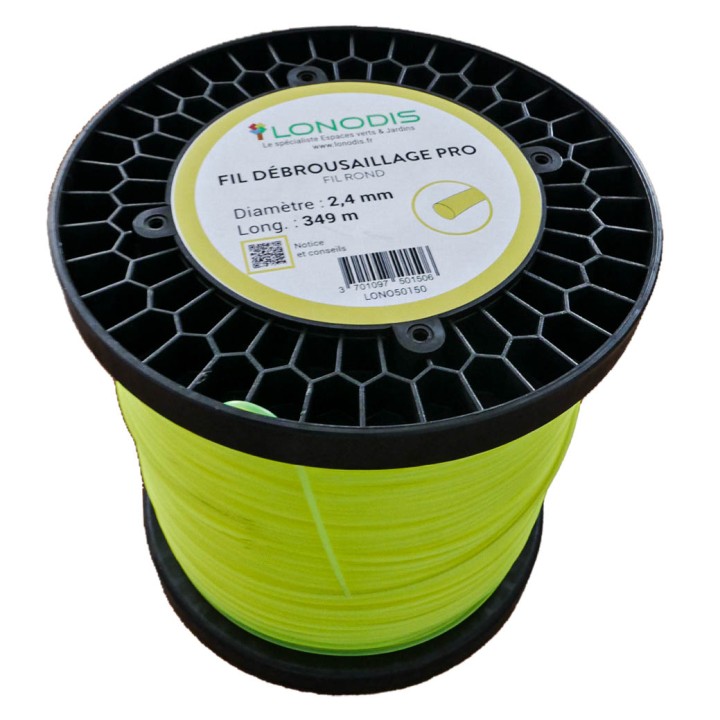 Fil de débroussaillage PRO Rond 2,4mm Jaune, bobine de 349m