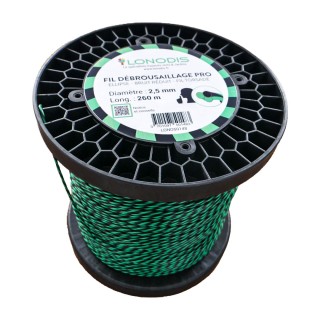 Fil de débroussaillage PRO Ellipse Bruit Réduit 2,4mm Vert et Noir, bobine de 260m