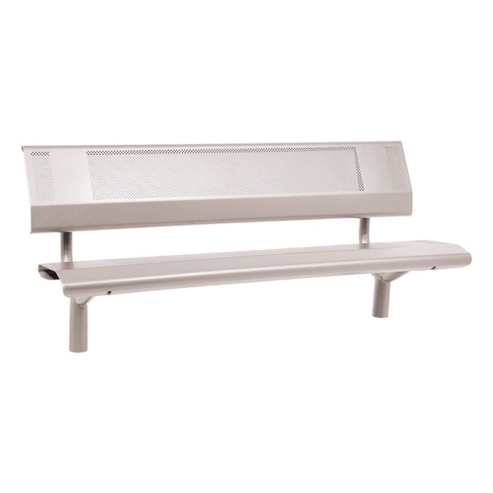 Banc acier Oslo Procity, lg. 1800 mm, peint/zinc, scellement direct - Gris soie