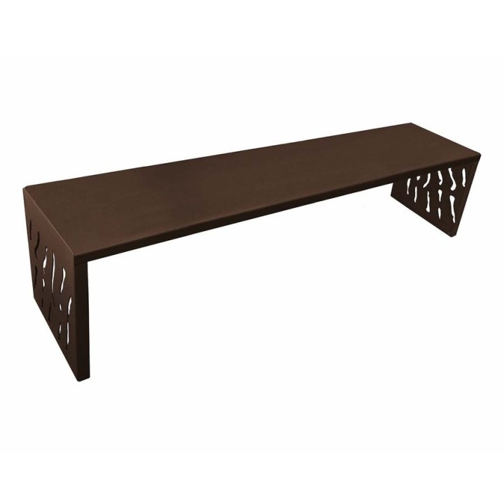Banquette Venise acier Procity, lg. 1800 mm, peint/zinc, fixation sur platines - Brun chocolat
