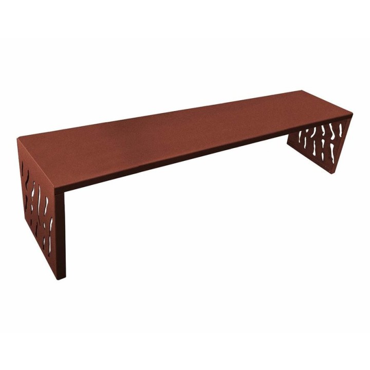 Banquette Venise acier Procity, lg. 1800 mm, peint/zinc, fixation sur platines - Aspect Corten