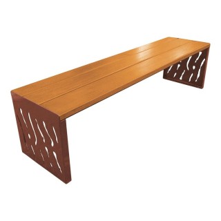 Banquette Venise acier et bois Procity, lg. 1800 mm, peint/zinc, fixation sur platines - Chêne clair/Aspect Corten