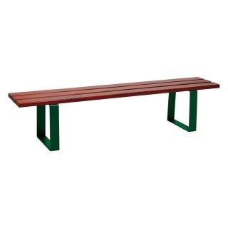 Banquette Riga bois exotique Procity, lg. 2000 mm, peint/zinc, fixation sur platines - Acajou/Vert mousse