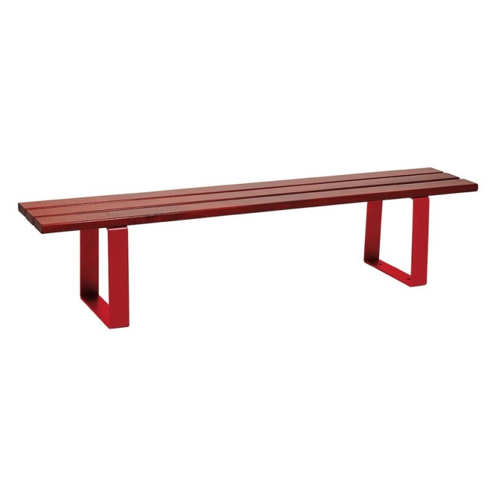 Banquette Riga bois résineux Procity,lg. 1800 mm, peint/zinc, fixation sur platines - Acajou/Rouge pourpre