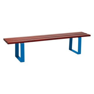 Banquette Riga bois résineux Procity,lg. 1800 mm, peint/zinc, fixation sur platines - Acajou/Bleu gentiane