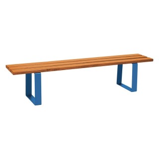 Banquette Riga bois résineux Procity,lg. 1800 mm, peint/zinc, fixation sur platines - Chêne clair/Bleu gentiane