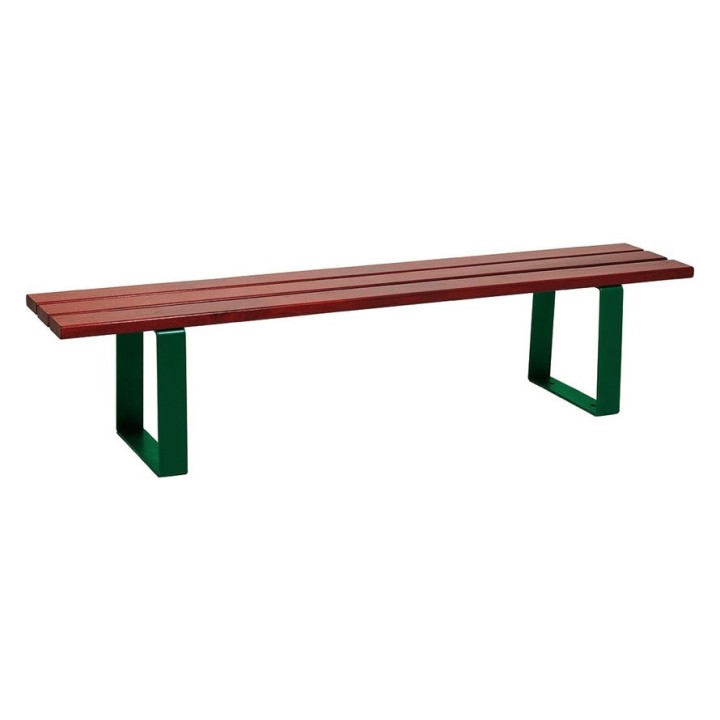 Banquette Riga bois résineux Procity,lg. 1800 mm, peint/zinc, fixation sur platines - Acajou/Vert mousse