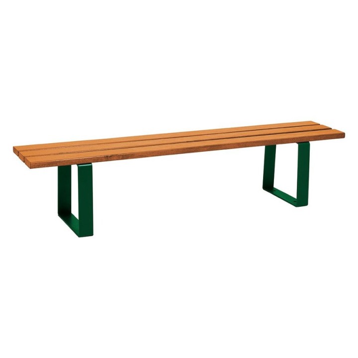 Banquette Riga bois résineux Procity,lg. 1800 mm, peint/zinc, fixation sur platines - Chêne clair/Vert mousse
