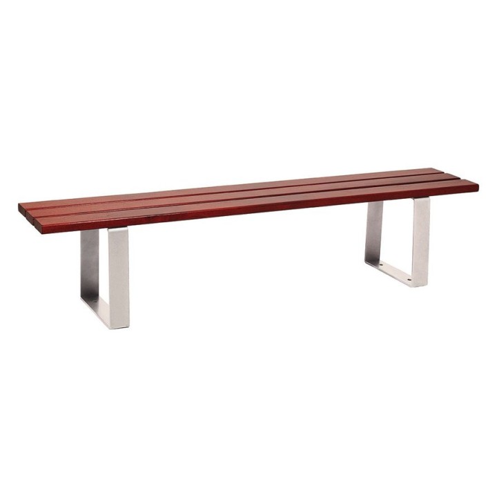Banquette Riga bois résineux Procity,lg. 1800 mm, peint/zinc, fixation sur platines - Acajou/Gris soie