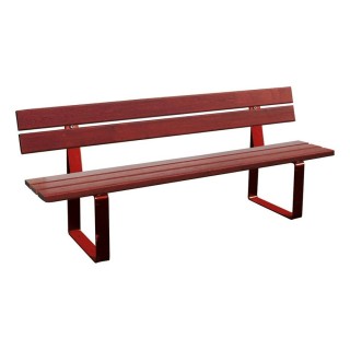 Banc bois/acier Riga Procity, bois résineux, lg. 1800 mm, peint/zinc, fixation/platines - Acajou/Rouge pourpre