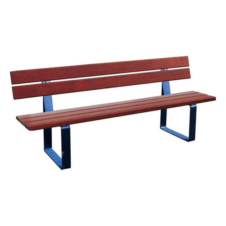 Banc bois/acier Riga Procity, bois résineux, lg. 1800 mm, peint/zinc, fixation/platines - Acajou/Bleu gentiane