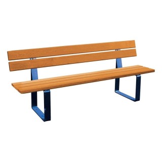 Banc bois/acier Riga Procity, bois résineux, lg. 1800 mm, peint/zinc, fixation/platines - Chêne clair/Bleu gentiane