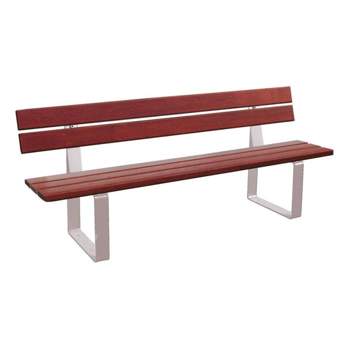Banc bois/acier Riga Procity, bois résineux, lg. 1800 mm, peint/zinc, fixation/platines - Acajou/Gris soie