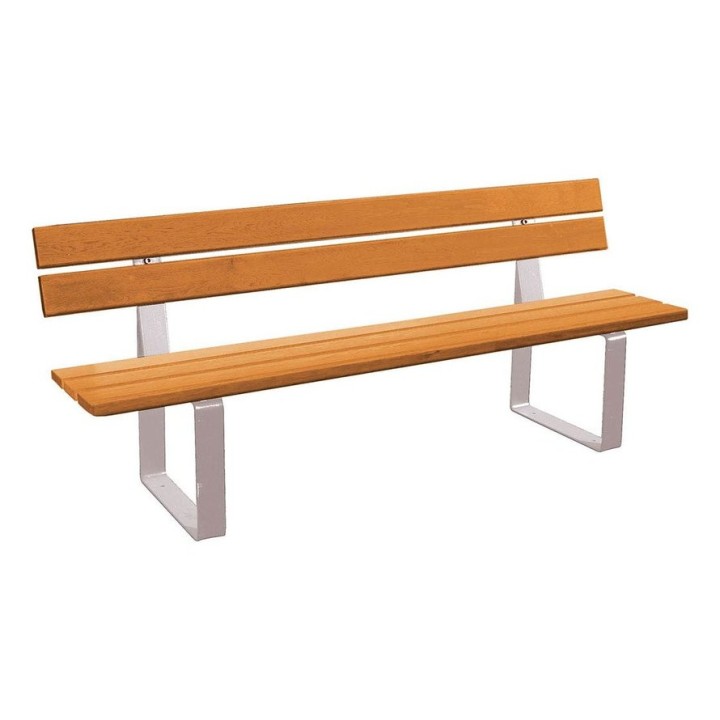 Banc bois/acier Riga Procity, bois résineux, lg. 1800 mm, peint/zinc, fixation/platines - Chêne clair/Gris soie
