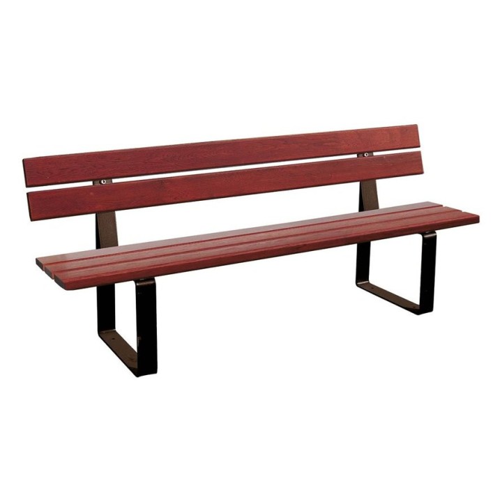 Banc bois/acier Riga Procity, bois résineux, lg. 1800 mm, peint/zinc, fixation/platines - Acajou/Brun chocolat