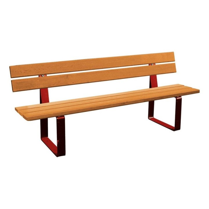 Banc bois/acier Riga Procity, bois exotique, lg. 2000 mm, peint/zinc, fixation/platines - Chêne clair/Rouge pourpre