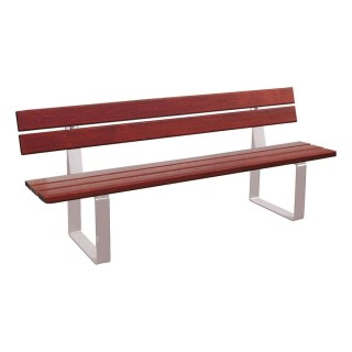Banc bois/acier Riga Procity, bois exotique, lg. 2000 mm, peint/zinc, fixation/platines - Acajou/Gris soie