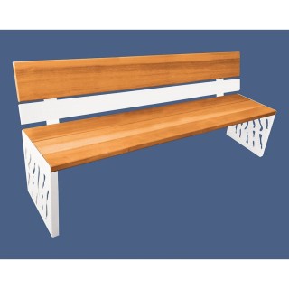 Banc bois/acier Venise Procity, dossier acier/bois, lg. 1800 mm, peint/zinc, fixation/platines - Chêne clair/Blanc pur