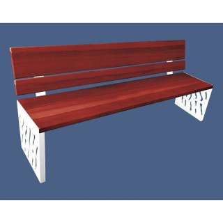 Banc bois/acier Venise Procity, dossier bois, lg. 1800 mm, peint/zinc, fixation/platines - Acajou/Blanc pur
