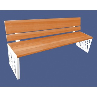 Banc bois/acier Venise Procity, dossier bois, lg. 1800 mm, peint/zinc, fixation/platines - Chêne clair/Blanc pur
