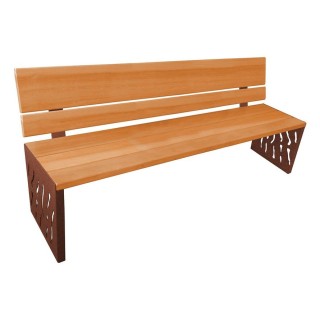 Banc bois/acier Venise Procity, dossier bois, lg. 1800 mm, peint/zinc, fixation/platines - Chêne clair/Aspect Corten