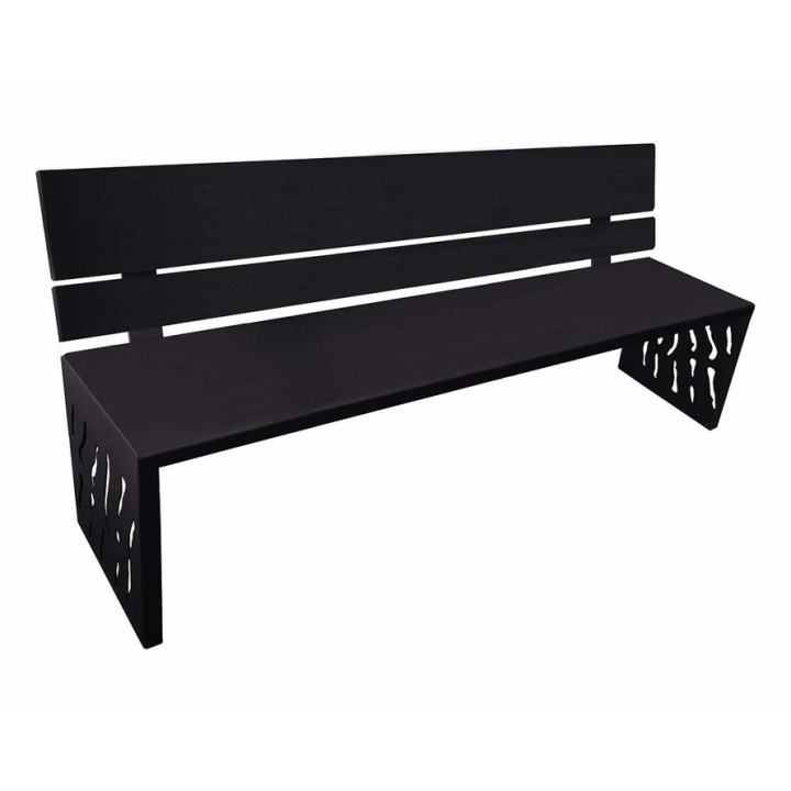 Banc acier Venise Procity, lg. 1800 mm, peint/zinc, fixation/platines - Noir foncé