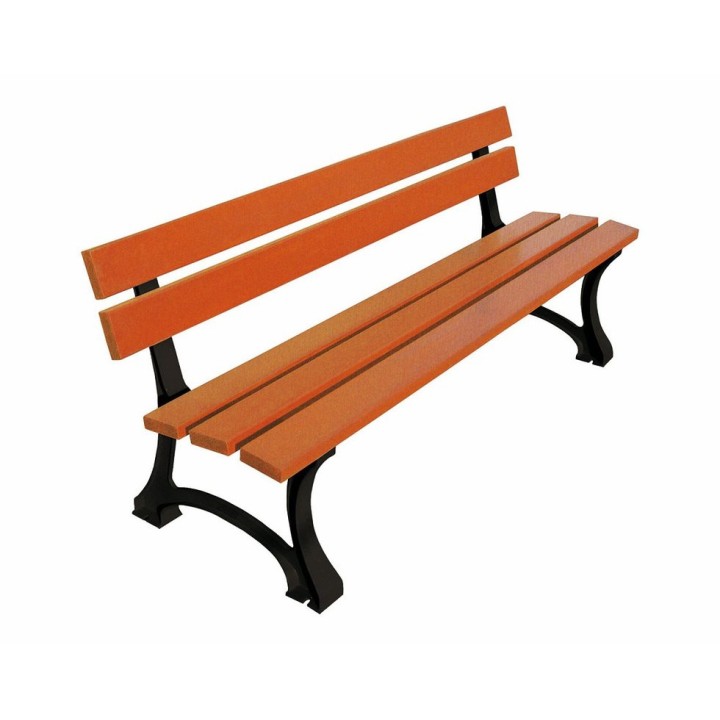 Banc bois/acier Mora Procity, bois exotique, lg. 2000 mm, fixation/platines - Chêne clair/Noir foncé