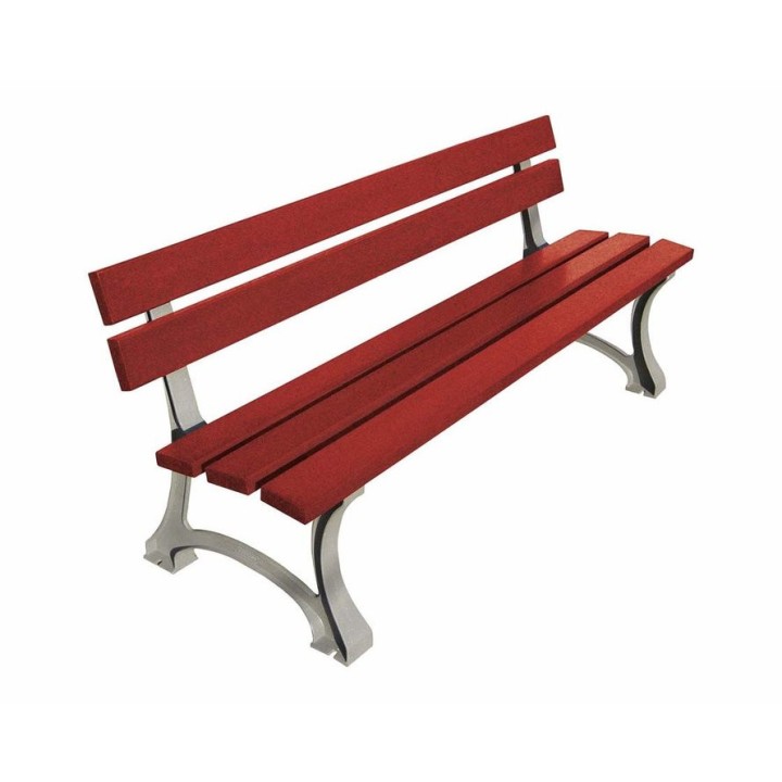 Banc bois/acier Mora Procity, bois résineux, lg. 1800 mm, fixation/platines - Acajou/Noir foncé