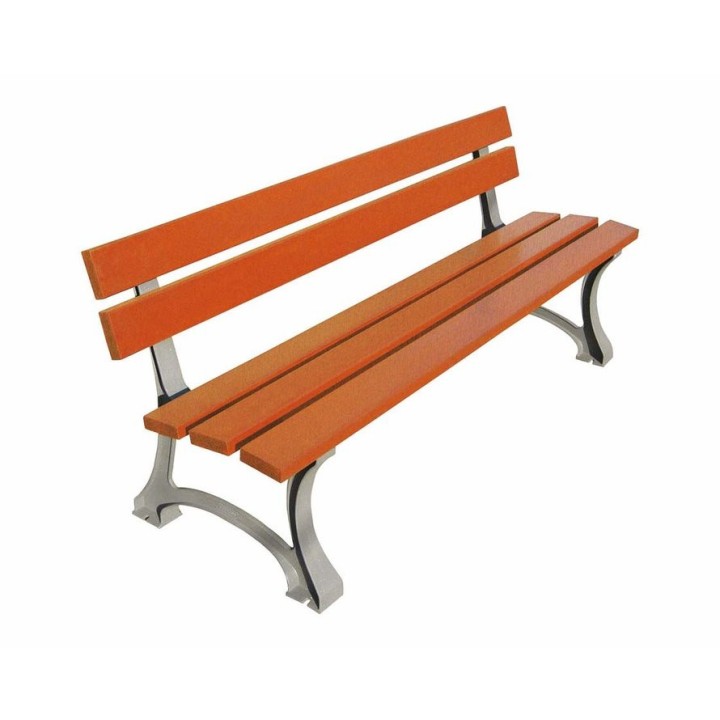 Banc bois/acier Mora Procity, bois résineux, lg. 1800 mm, fixation/platines - Chêne clair/Noir foncé