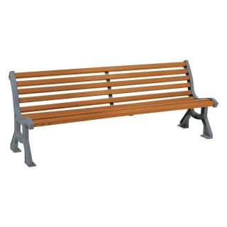 Banc bois/acier Lublin Procity, bois exotique, lg. 2000 mm, peint/zinc, fixation/platines - Chêne clair