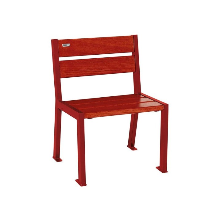 Fauteuil bois/acier Silaos 5 lames Procity, sans accoudoir, lg. 600 mm, fixation/platines - Acajou/Rouge pourpre