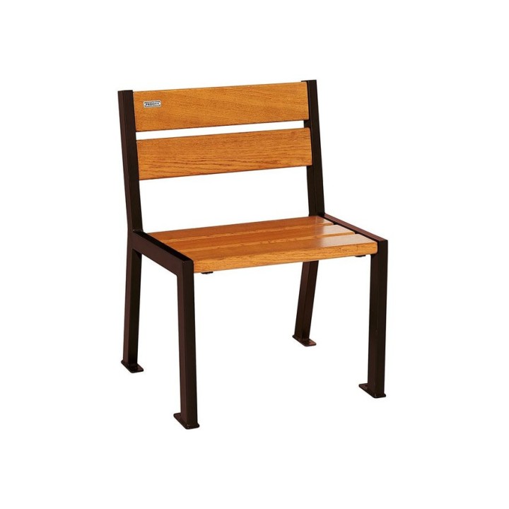Fauteuil bois/acier Silaos 5 lames Procity, sans accoudoir, lg. 600 mm, fixation/platines - Chêne clair/Brun chocolat